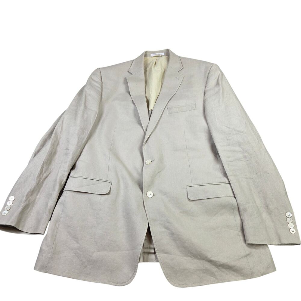 Lauren Ralph Lauren Mens Linen Blazer 44XL Tan Sport Coat 2 Button Jacket